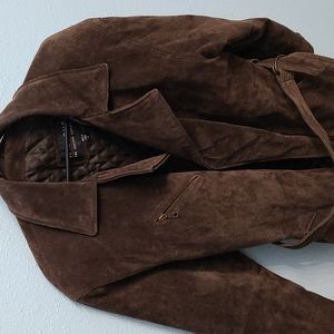 Brown Suede Wilson's Leather Belted Jacket jacket